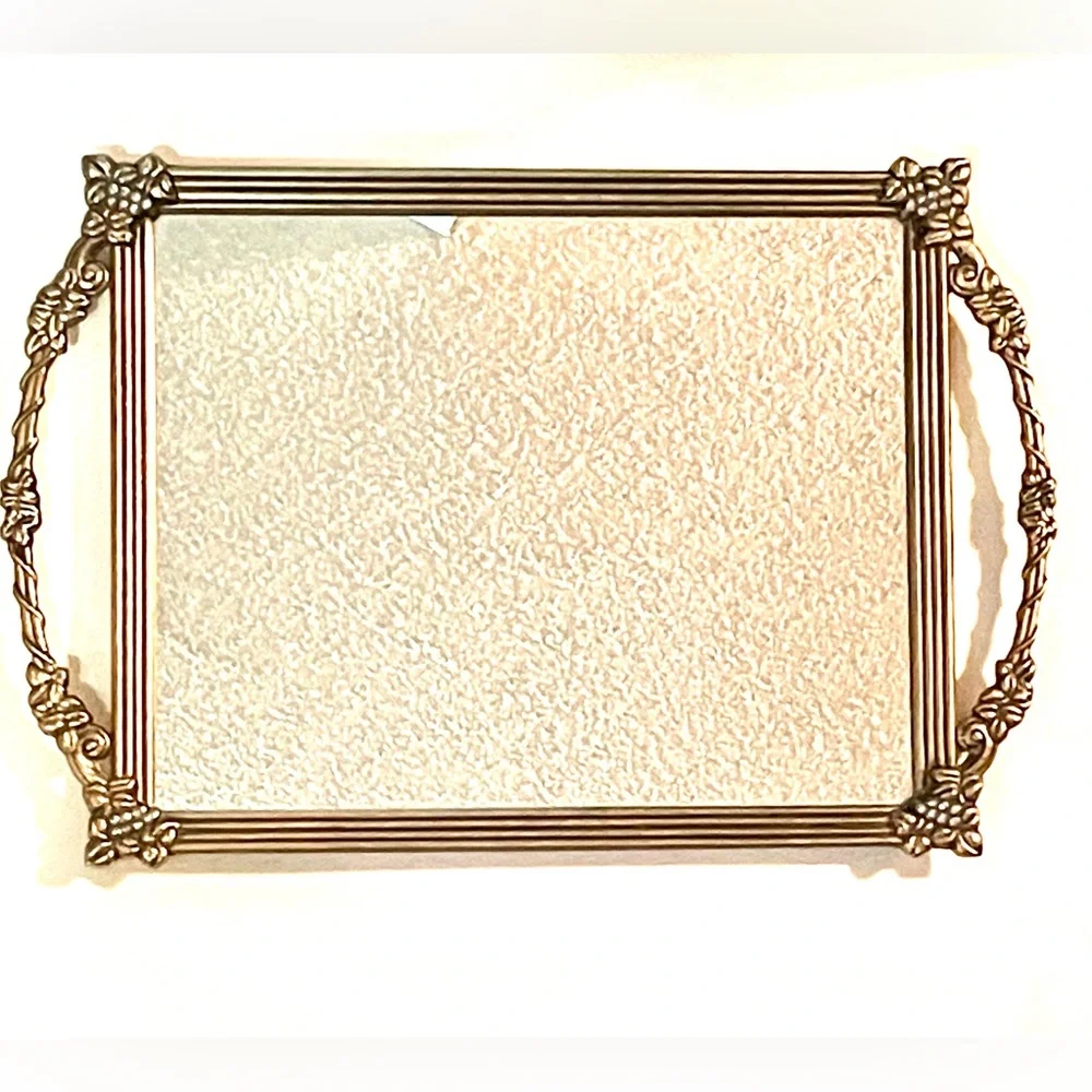 Vintage Gilt Mirror with Rhinestones at the Corners